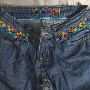 Coogi Women's Blue Jeans with Multicolor Accents